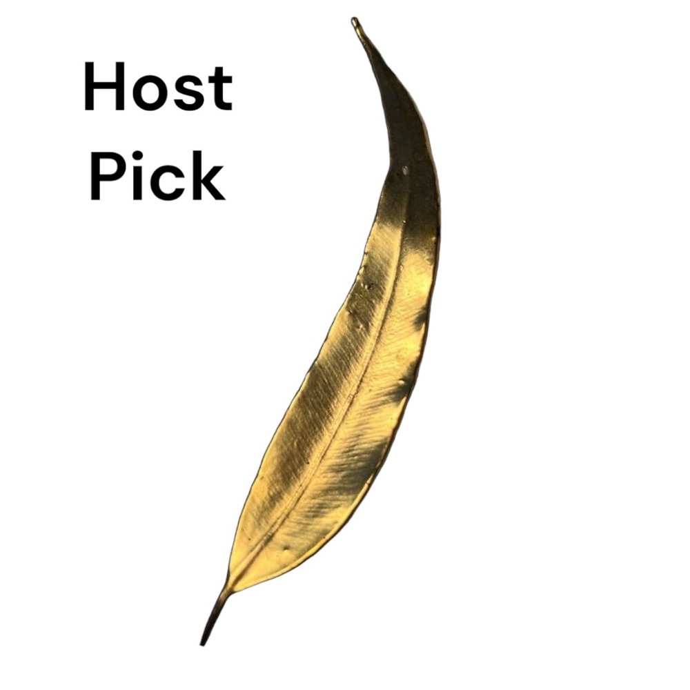 GOLD PLATED Brooch Pin Willow Leaf  Australian *Some marks 4 1/4" 90's